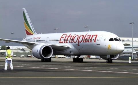 A member of the ground crew directs an Ethiopian Airlines plane at the Bole International Airport in Ethiopia's capital Addis Ababa, August 21, 2015. PHOTO BY REUTERS/Tiksa Negeri