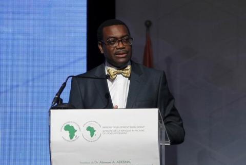 The new president of the African Development Bank (AfDB) Akinwumi Adesina of Nigeria speaks during his investiture ceremony in Abidjan, September 1, 2015. PHOTO BY REUTERS/Luc Gnago