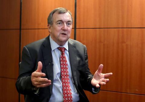 Mark Bristow, chief executive officer of Barrick Gold, speaks during an interview at the Investing in African Mining Indaba conference in Cape Town, South Africa, February 5, 2019. PHOTO BY REUTERS/Mike Hutchings