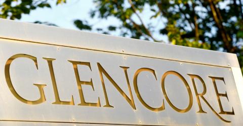 The logo of commodities trader Glencore is pictured in front of the company's headquarters in Baar, Switzerland, July 18, 2017. PHOTO BY REUTERS/Arnd Wiegmann