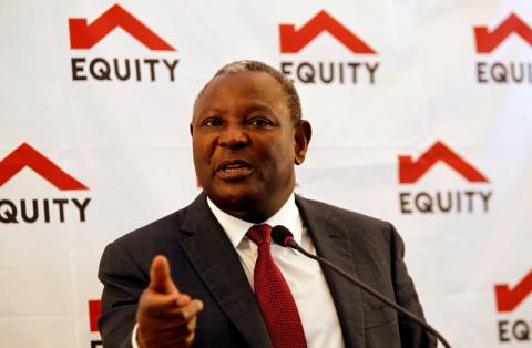 Equity Bank's Chief Executive Officer James Mwangi addresses investors at the Equity Bank headquarters in the Upper Hill district of Nairobi, Kenya, November 12, 2019. PHOTO BY REUTERS/Njeri Mwangi