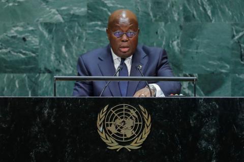 Ghana's President Nana Addo Dankwa Akufo-Addo addresses the 74th session of the United Nations General Assembly at U.N. headquarters in New York City, New York, U.S., September 25, 2019. PHOTO BY REUTERS/Eduardo Munoz