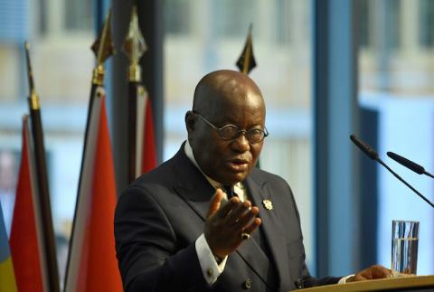 Ghana's President Nana Akufo-Addo addresses participants of the "G20 Investment Summit - German Business and the CwA Countries 2019" on the sidelines of a Compact with Africa (CwA) in Berlin , Germany November 19, 2019. PHOTO BY REUTERS/John MacDougall