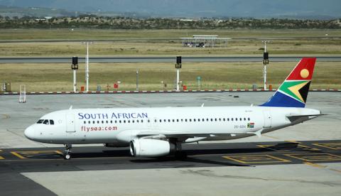 A South African Airways (SAA) aircraft is pictured after landing at Cape Town International Airport in Cape Town, South Africa, December 9, 2019. PHOTO BY REUTERS/Sumaya Hisham