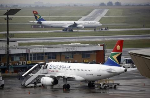 A South African Airways (SAA) plane is towed at O.R. Tambo International Airport in Johannesburg, South Africa, January 18, 2020. PHOTO BY REUTERS/Rogan Ward