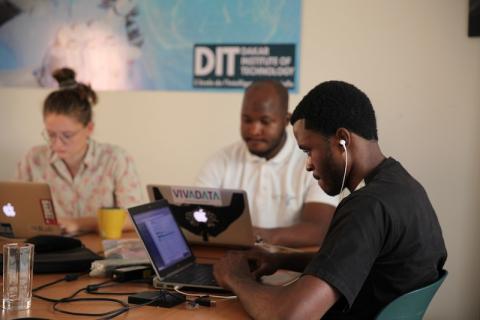 Students take part in an AI programming course at the Dakar Institute of Technology in Dakar, Senegal, November 5, 2019. PHOTO BY Thomson Reuters Foundation/Nellie Peyton