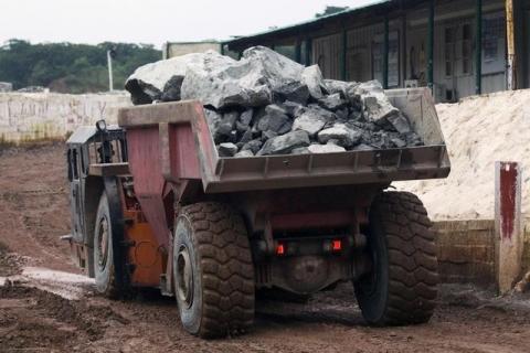 A truck exits the mine after collecting ore from 516 metres below the surface at the Chibuluma copper mine in the Zambian copperbelt region, January 17, 2015. PHOTO BY REUTERS/Rogan Ward