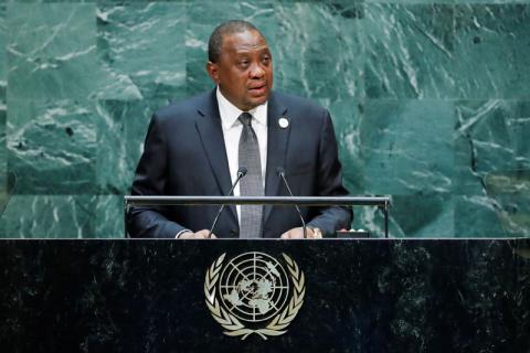 Kenyan President Uhuru Kenyatta addresses the 74th session of the United Nations General Assembly at U.N. headquarters in New York City, New York, U.S., September 25, 2019. PHOTO BY REUTERS/Eduardo Munoz