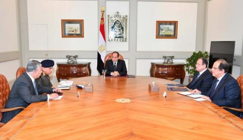 Egyptian President Abdel Fattah Al Sisi is seen during a meeting with government members on the attack in North Sinai, in Cairo, Egypt, November 24, 2017 in this handout picture courtesy of the Egyptian Presidency. PHOTO BY REUTERS/The Egyptian Presidency