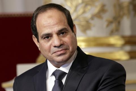 Egyptian President Abdel Fattah al-Sisi delivers a statement following a meeting with French President Francois Hollande at the Elysee Palace in Paris, November 26, 2014. PHOTO BY REUTERS/Philippe Wojazer