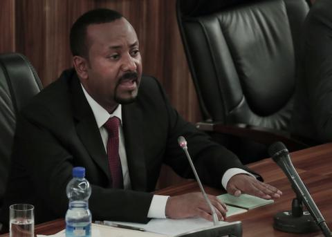 EthiopiaÕs Prime Minister Abiy Ahmed addresses the legislators on the current situation of the country inside the Parliament Buildings in Addis Ababa, Ethiopia, February 3, 2020. PHOTO BY REUTERS/Tiksa Negeri