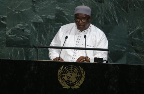 Gambian President Adama Barrow addresses the 72nd United Nations General Assembly at U.N. Headquarters in New York, U.S., September 19, 2017. PHOTO BY REUTERS/Eduardo Munoz