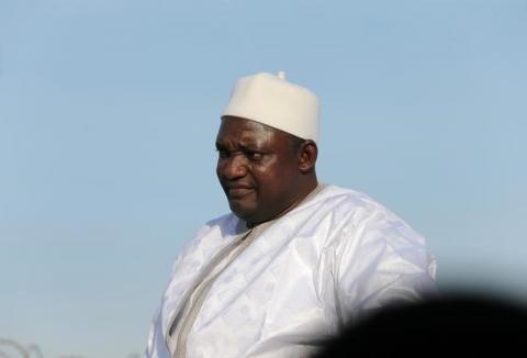 Gambian President Adama Barrow arrives at Banjul International Airport in Gambia, January 26, 2017. PHOTO BY REUTERS/Afolabi Sotunde