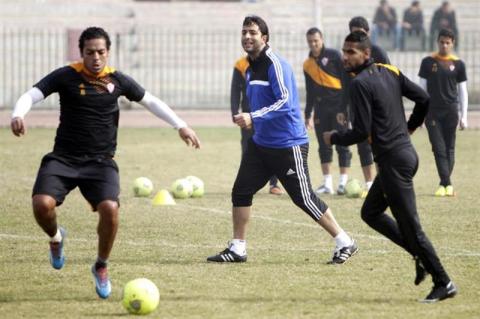 Ahmed Hossam "Mido", new head coach of Zamalek, attends his first soccer training session in the club at Helmy Zamora Stadium in Cairo