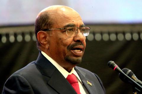 Sudan's President Omar al-Bashir speaks during the signing of a peace deal between the Central African Republic government and 14 armed groups following two weeks of talks in the Sudanese capital Khartoum, Sudan, February 5, 2019. PHOTO BY REUTERS/Mohamed Nureldin Abdallah