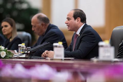 Egyptian President Abdel Fattah al-Sisi speaks with China's President Xi Jinping (not pictured) at the Great Hall of the People in Beijing, China, September 1, 2018. PHOTO BY REUTERS/Nicolas Asfouri