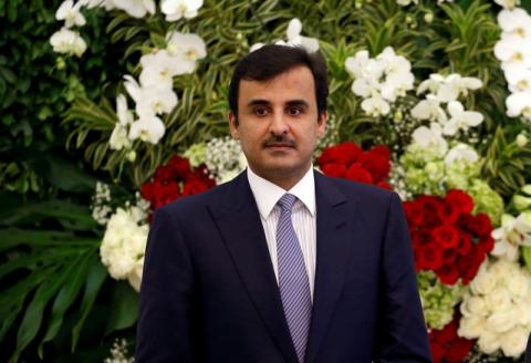 Qatar's Emir Sheikh Tamim bin Hamad al-Thani is seen during a joint news conference with Indonesian President Joko Widodo at the presidential palace in Bogor, West Java province, Indonesia, October 18, 2017. PHOTO BY REUTERS/Beawiharta