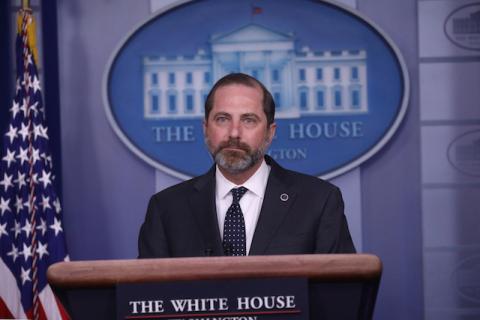 United States Secretary of Health and Human Services Secretary Alex Azar speaks to reporters about Trump administration efforts in regards to the corona virus outbreak in China, during a news briefing at the White House in Washington, U.S., January 31, 2020. PHOTO BY REUTERS/Leah Millis