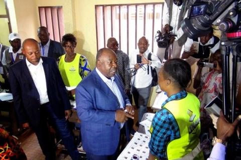 Gabon's President Ali Bongo Ondimba votes during the presidential election in Libreville, Gabon, August 27, 2016. PHOTO BY REUTERS/Gerauds Wilfried Obangome