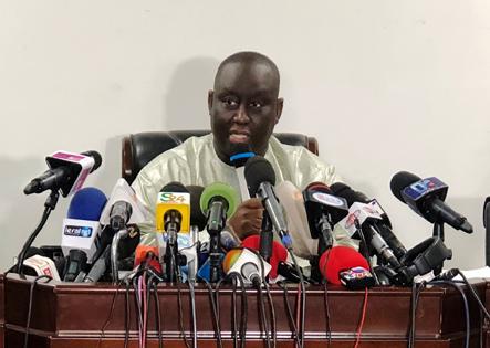 Aliou Sall, brother of Senegalese President Macky Sall, speaks during a news conference in Dakar, Senegal, June 3, 2019. PHOTO BY REUTERS/Christophe Van Der Perre