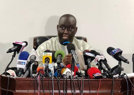 Aliou Sall, brother of Senegalese President Macky Sall, speaks during a news conference in Dakar, Senegal, June 3, 2019. PHOTO BY REUTERS/Christophe Van Der Perre