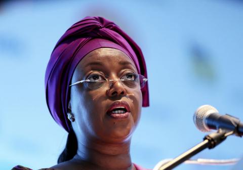 Nigeria's former minister of Petroleum Diezani Alison-Madueke addresses delegates at the opening of the Nigeira Oil & Gas 2014 conference in Abuja. PHOTO BY REUTERS/Afolabi Sotunde