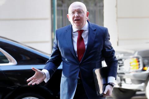 Russian United Nations ambassador Vasily Nebenzya arrives for a lunch meeting in the Manhattan borough of New York City, New York, U.S., March 26, 2018. PHOTO BY REUTERS/Brendan McDermid