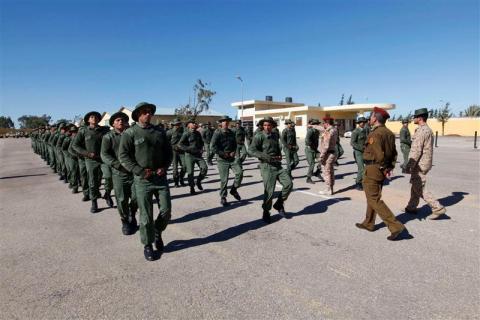 Libyan army recruits march in Tripoli