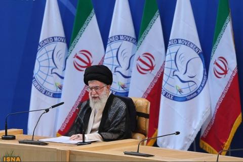 Iran's Supreme Leader Ayatollah Ali Khamenei speaks during the 16th summit of the Non-Aligned Movement in Tehran, August 30, 2012. PHOTO BY REUTERS/Hamid Forootan