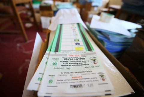 Ballot papers are seen at the Independent National Electoral Commission (INEC) office in Daura, Katsina State, Nigeria, February 22, 2019. PHOTO BY REUTERS/Afolabi Sotunde