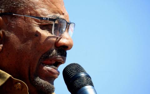 Sudan's President Omar al-Bashir addresses his supporters during a rally at the Green Square in Khartoum, Sudan, January 9, 2019. PHOTO BY REUTERS/Mohamed Nureldin Abdallah