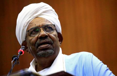 Former Sudanese President Omar al-Bashir delivers a speech inside Parliament in Khartoum, Sudan, April 1, 2019. PHOTO BY REUTERS/Mohamed Nureldin Abdallah