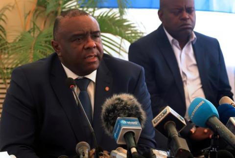 Congolese opposition leader Jean-Pierre Bemba of the Movement for the Liberation of the Congo (MLC) addresses a news conference in Kinshasa, Democratic Republic of Congo, August 3, 2018. REUTERS/Kenny Katombe