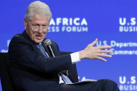 Former U.S. President Bill Clinton leads a panel discussion during the U.S.-Africa Business Forum in Washington