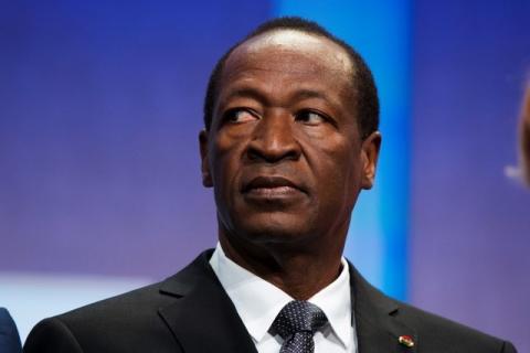 President of Burkina Faso, Blaise Compaore, sits on stage to support a commitment to stop poaching of African elephants at the Clinton Global Initiative (CGI) in New York, September 26, 2013. PHOTO BY REUTERS/Lucas Jackson