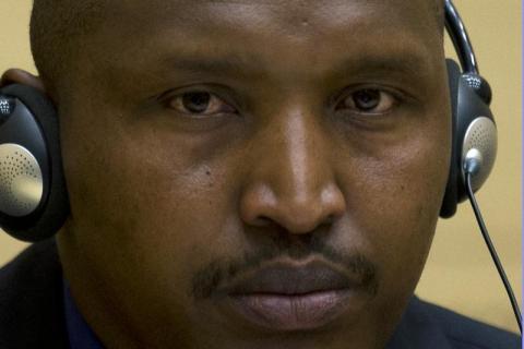 Congolese warlord Bosco Ntaganda looks on during his first appearance before judges at the International Criminal Court in the Hague