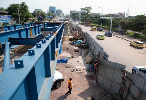 A general view shows a construction site for a new overpass dubbed "sheep-jumps" along a street in Kinshasa, Democratic Republic of Congo, February 12, 2020. PHOTO BY REUTERS/Hereward Holland