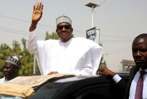 Nigeria's President Muhammadu Buhari leaves after attending Friday prayers in his hometown Daura in Katsina State, ahead of the country's presidential election, Nigeria, February 15, 2019. PHOTO BY REUTERS/Luc Gnago