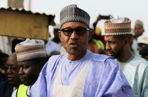 Nigerian President Muhammadu Buhari arrives to vote in the presidential election in Daura, Katsina State, Nigeria, February 23, 2019. PHOTO BY REUTERS/Afolabi Sotunde