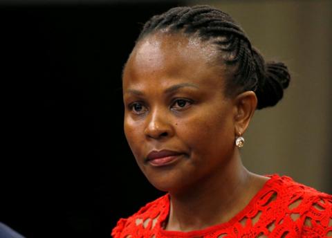 Public Protector Busisiwe Mkhwebane listens during a briefing at Parliament in Cape Town, South Africa. PHOTO BY REUTERS/Mike Hutchings