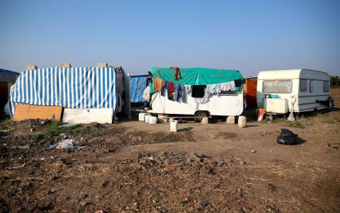 Roulottes are seen at the African migrant labourers camp, known as the "Great Ghetto", near Foggia, Italy, August 8, 2018. PHOTO BY REUTERS/Alessandro Bianchi