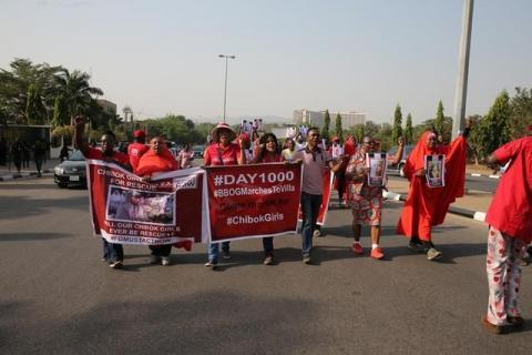 Members of the #BringBackOurGirls campaign rally in Nigeria's capital Abuja to mark 1,000 days since over 200 schoolgirls were kidnapped from their secondary school in Chibok by Islamist sect Boko Haram, Nigeria, January 8, 2017. PHOTO BY REUTERS/Afolabi Sotunde