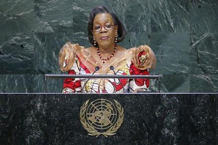 Central African Republic's interim President Catherine Samba-Panza addresses the 69th United Nations General Assembly at the U.N. headquarters in New York, September 27, 2014. PHOTO BY REUTERS/Eduardo Munoz