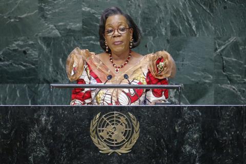 Central African Republic's interim President Catherine Samba-Panza addresses the 69th United Nations General Assembly at the U.N. headquarters in New York