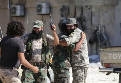 Members of the Libyan army's special forces celebrate after the liberation of the last region of Islamist militants in their last stronghold in Benghazi, Libya, July 5, 2017. PHOTO BY REUTERS/Esam Omran Al-Fetori