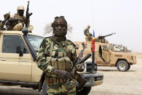 A Chadian soldier poses for a picture at the front line during battle against insurgent group Boko Haram in Gambaru, February 26, 2015. PHOTO BY REUTERS/Emmanuel Braun