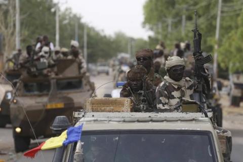 Chadian soldiers drive in the recently retaken town of Damasak, Nigeria, March 18, 2015. PHOTO BY REUTERS/Emmanuel Braun