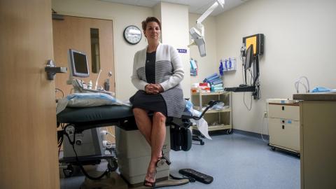 Dr. Colleen McNicholas, board certified OBGYN and abortion provider at Reproductive Health Services of Planned Parenthood of the St. Louis Region, sits inside a testing office at the Reproductive Health Services of Planned Parenthood St. Louis Region, Missouri's sole abortion clinic, in St. Louis, Missouri, U.S., May 28, 2019. PHOTO BY REUTERS/Lawrence Bryant