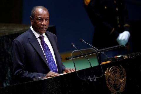 Guinea's President Alpha Conde addresses the 74th session of the United Nations General Assembly at U.N. headquarters in New York City, New York, U.S., September 25, 2019. PHOTO BY REUTERS/Carlo Allegri