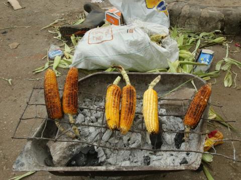 A street vendor roasts maize in central Harare, Zimbabwe, January 12, 2017. PHOTO BY REUTERS/Philimon Bulawayo